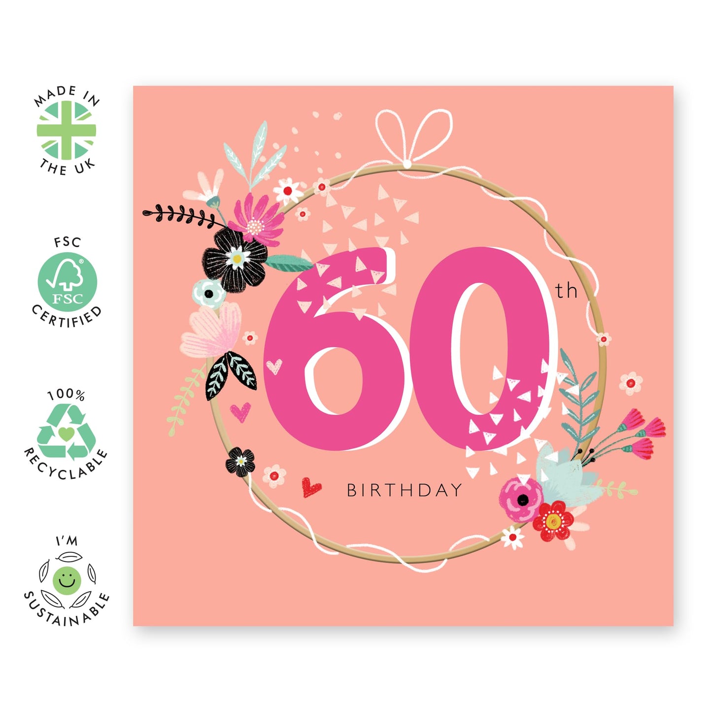 60th Birthday Cards For Women - Milestone Cards For Wife Grandma - Happy Sixtieth Birthday Card For Her - Sixty Year Old Gifts For Friends Sister Mum - Comes With Fun Stickers By Central 23