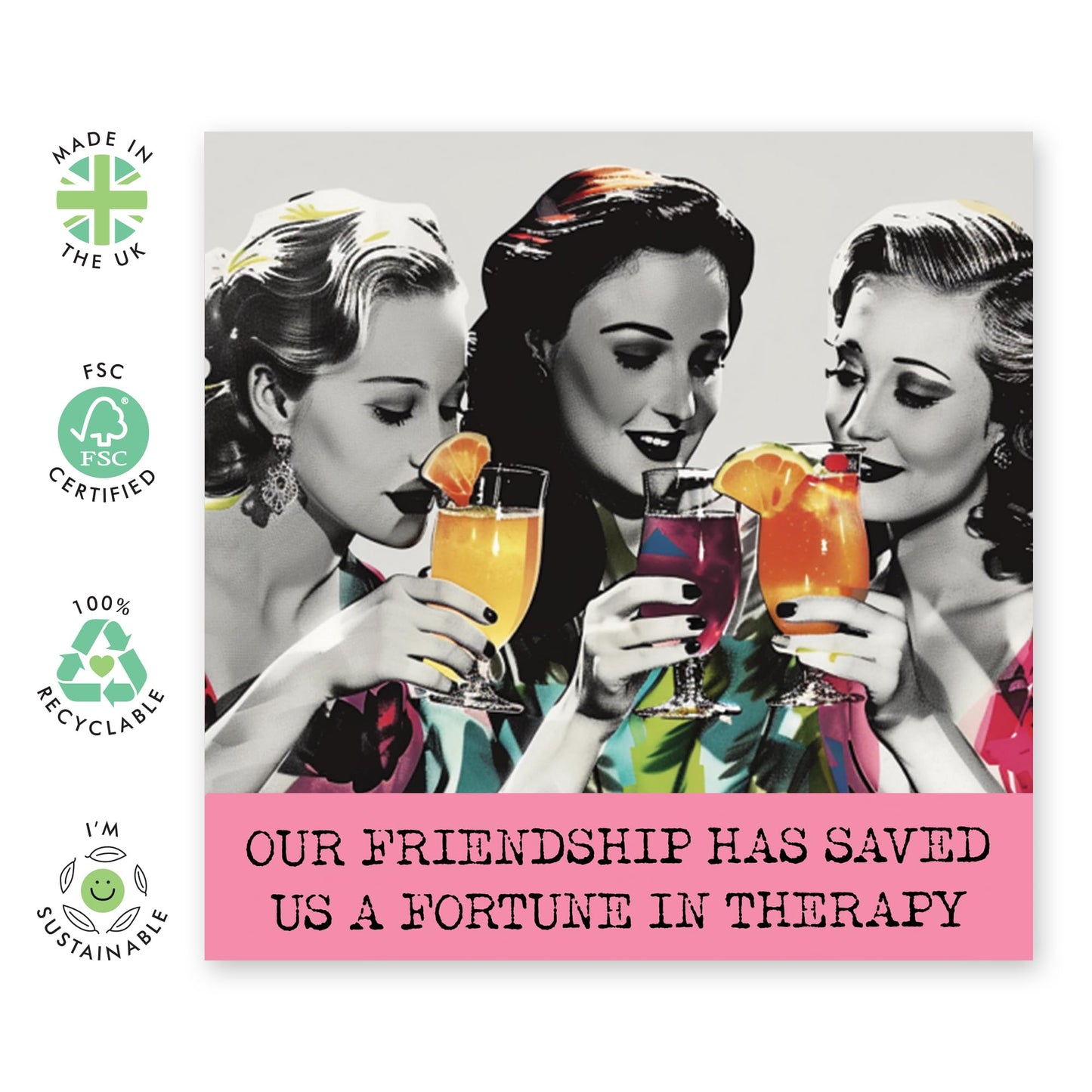 Hilarious Birthday Card - 'Friendship Has Saved Us a Fortune' - Jokes for BFF, Bestfriend, Girlfriend, Mates, Bestie - Friendship Gifts for Her - Comes with Fun Stickers