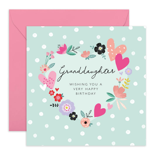 Birthday Card Granddaughter - Floral Love Cards For Her - Flower Cards - Happy Birthday Cards For Girls Her Women Teens - Granddaughter Gifts - Comes With Fun Stickers By Central 23