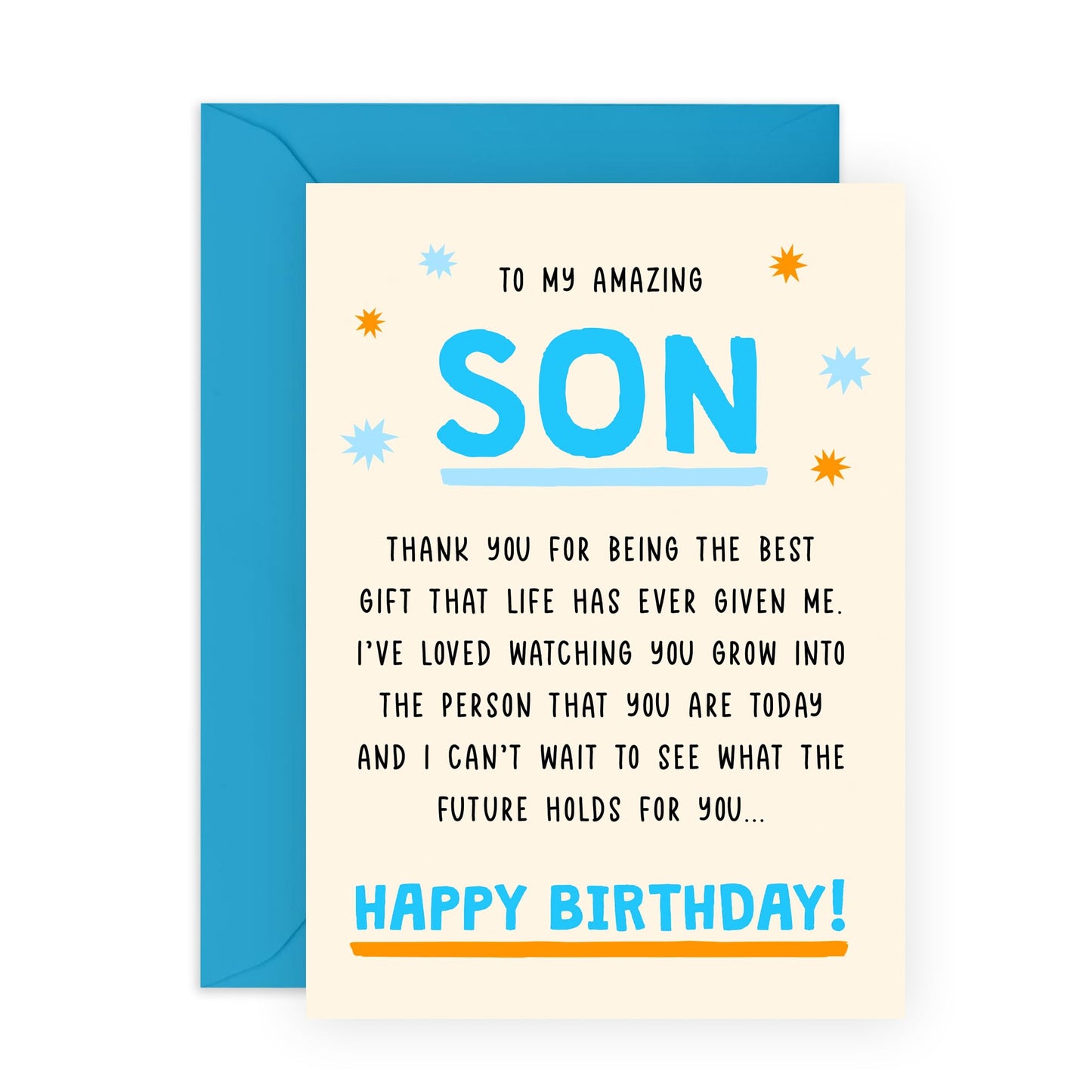 Birthday Card for Amazing Son - Loving and Heartfelt Message - Happy Birthday Card for Him, Adult, Teen, Boys, from Mum and Dad - Comes with Fun Stickers