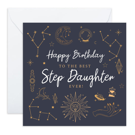 Birthday Greeting Card - 'STEP DAUGHTER CELESTIAL' - Perfect for Celebrating a Special Day with Love and Magic - Ideal for Stepdaughters Family Members - Comes With Stickers By Central 23