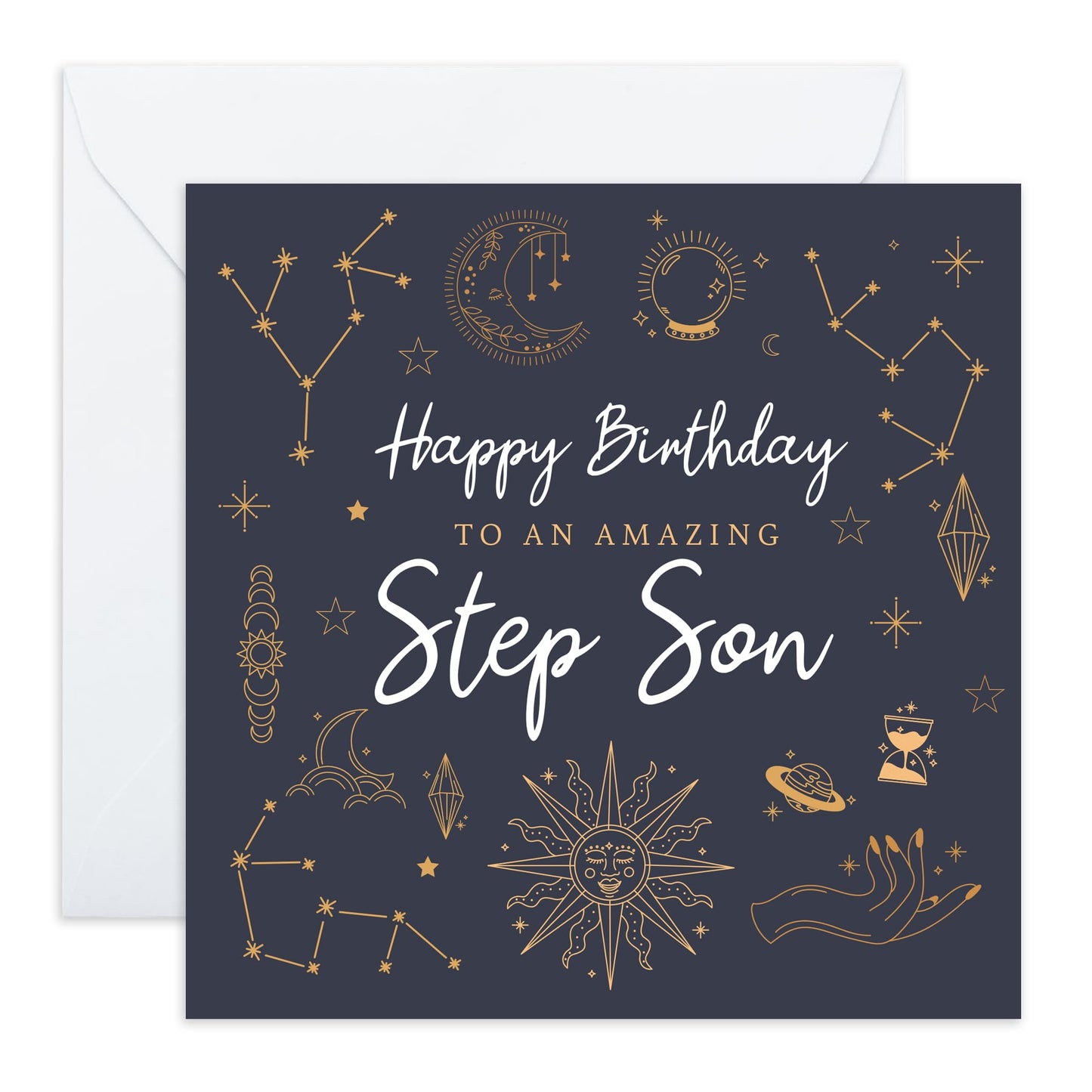 Birthday Greeting Card - 'STEP SON CELESTIAL' - Perfect for Celebrating a Special Day with Love and Wonder - Ideal for Stepsons Sons Family Members - Comes With Stickers By Central 23