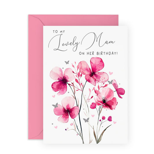 Birthday Greeting Card - 'LOVELY MAM' - Perfect for Celebrating Her Special Day with Love and Joy - Ideal for Mums to Show How Much They’re Loved and Appreciated - Comes With Stickers By Central 23