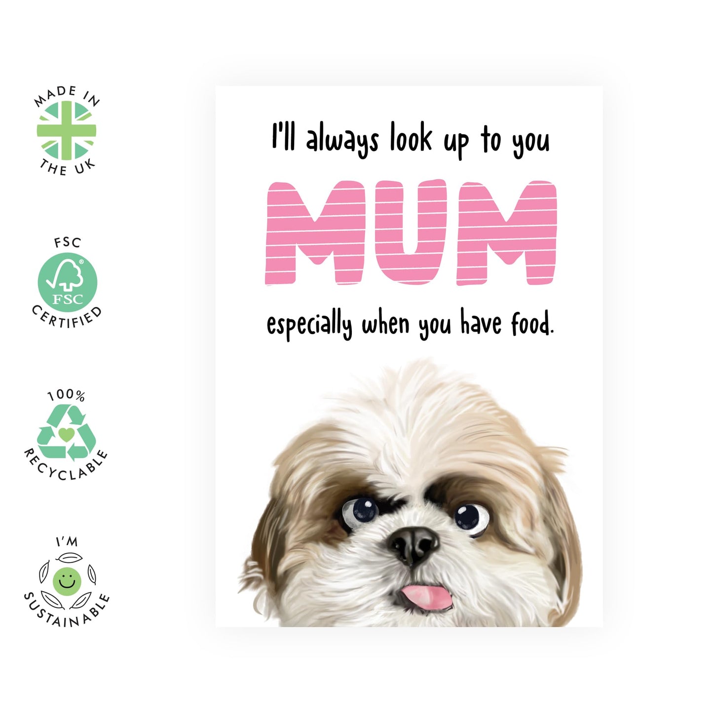 Dog Mum Birthday Card - Always Look Up To You - Mothers Day Card From Dog or Fur Baby - Funny Dog Birthday Cards For Pet Owner Fur Parent - Comes With Fun Stickers By Central 23