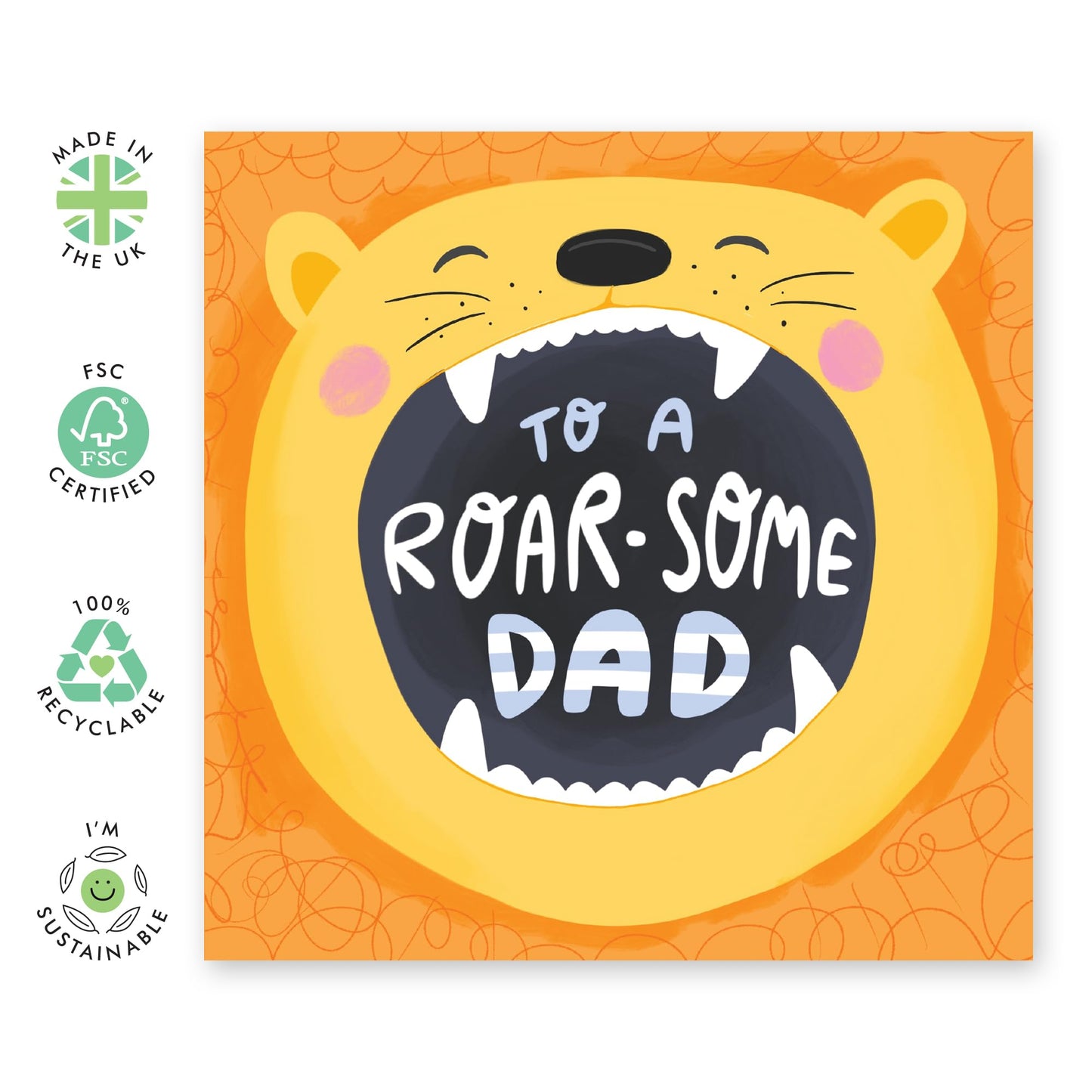 Happy Birthday Dad Card - To A ROARSOME Dad Lion - Fathers Day Card From Baby Son Daughter Kids - Thoughtful Gifts For Him Men Pop Papa Daddy - Comes With Cute Stickers By Central 23