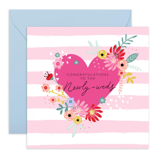 Best Wishes Gift For Him Her - Congrats To Newly Weds - Congratulations Card For Men Women - Wedding Cards For Bride And Groom - Floral Greeting Card - Comes With Stickers By Central 23