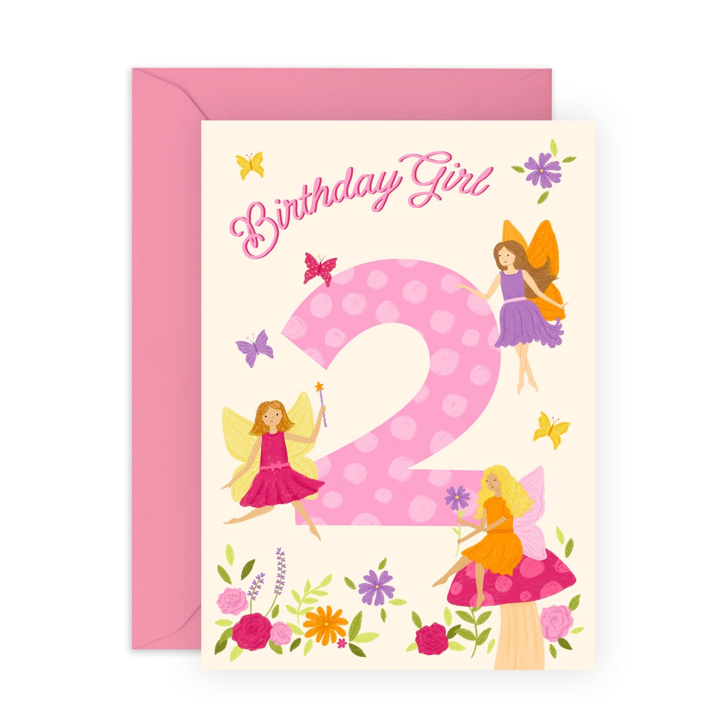 2nd Birthday Cards for Girls – Fairy Themed – Cute Gifts for Daughter, Niece, Granddaughter, Her, Children, Toddler, Neighbour, Cousin - 2 Year Old Princess - Comes with Fun Stickers