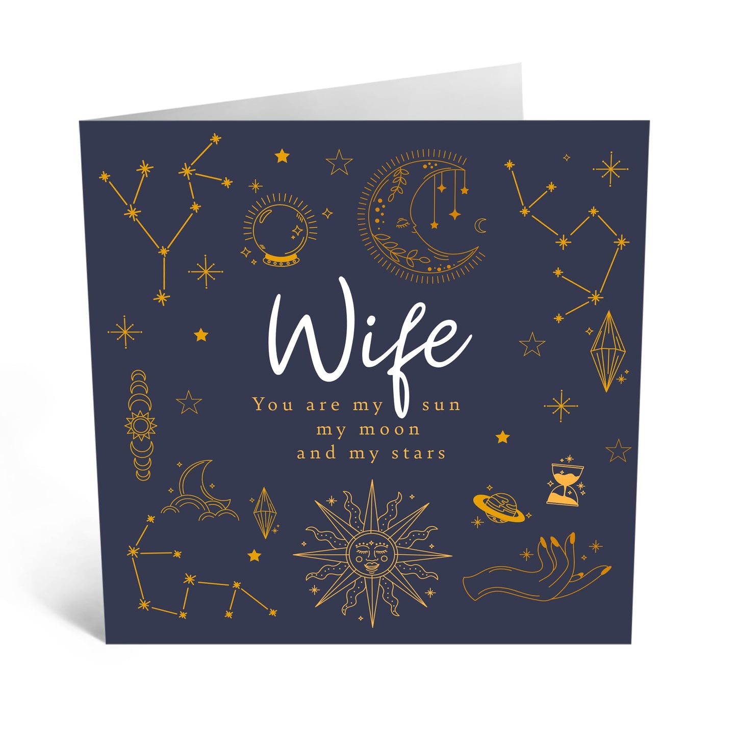 Romantic Greeting Card - 'WIFE MOON STARS' - Perfect for Celebrating Love and Adoration with a Whimsical Touch - Ideal for Partners Spouses Wife Couples Girlfriend - Comes With Stickers By Central 23