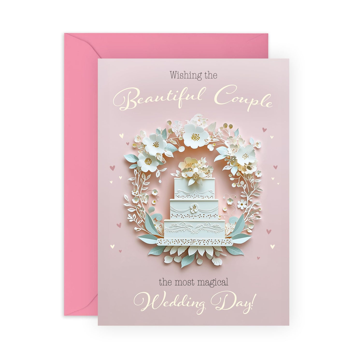 Wedding Celebration Card - 'Beatiful Couple' - Gifts for Groom, Bride, Best Man, Grooms Men, Maid Of Honor, Brides Maid, Newly Wed, Parents, Mum & Dad - Elegant - Comes with Fun Stickers