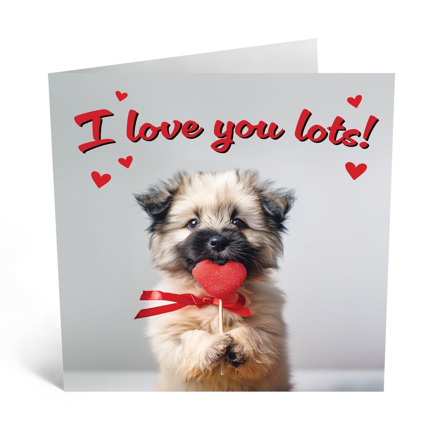 Greeting Card - 'LOVE YOU LOTS PUPPY' - Perfect for Sending Warm Fuzzies and Affection - Ideal for Celebrating Special Muments with a Touch of Adorable Puppy Charm - Comes With Stickers By Central 23