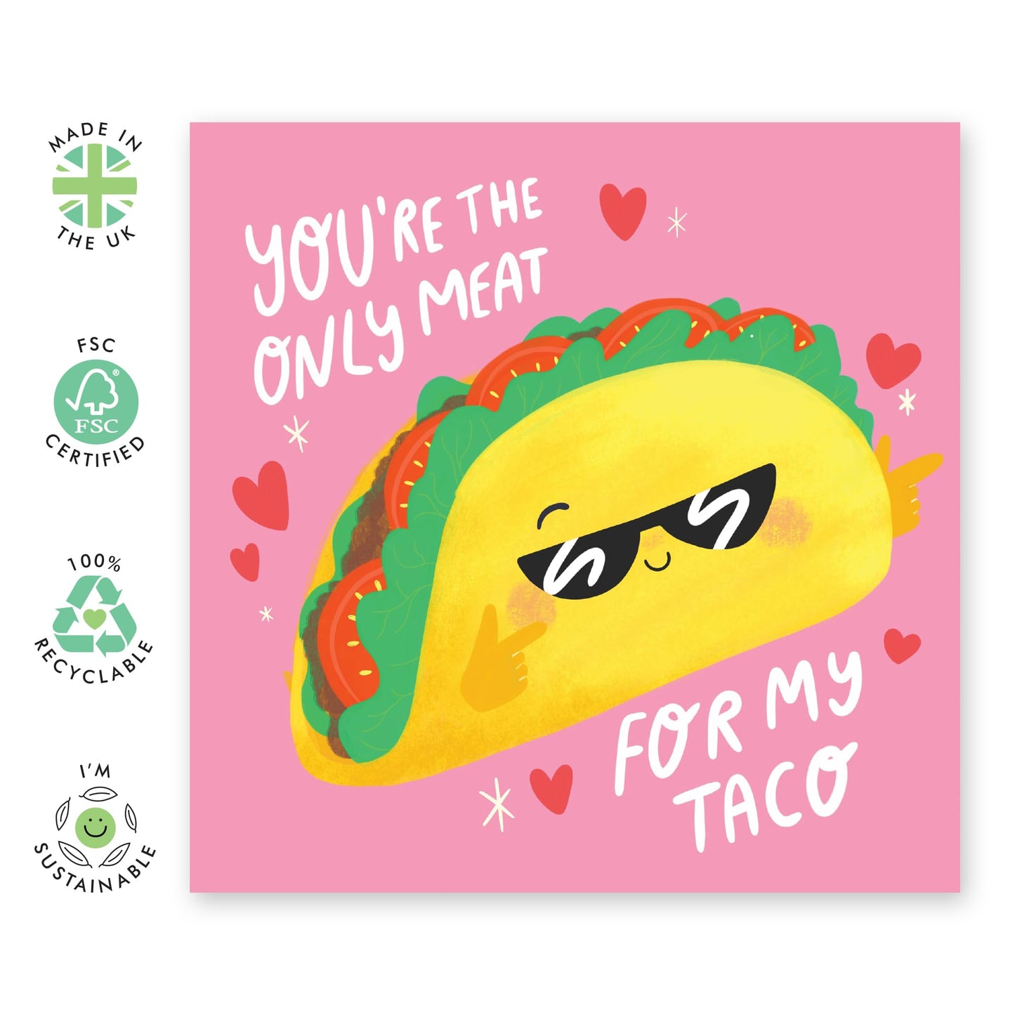 Funny Husband Anniversary Card - You're The Only Meat For My Taco - Boyfriend Birthday Card - Raunchy Valentines Day Cards For Men - Mexican Food Puns Humour - Comes With Stickers By Central 23`