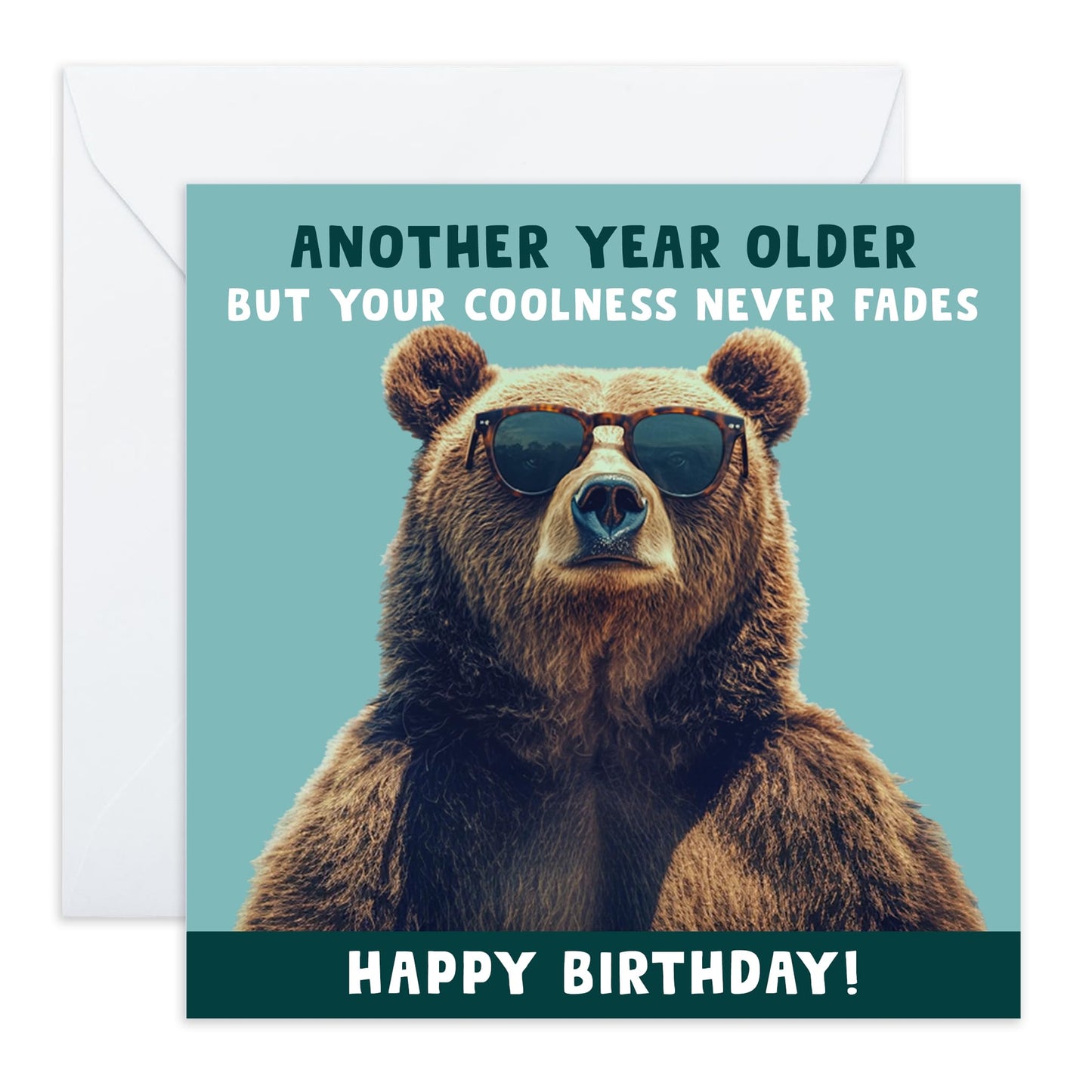 Birthday Greeting Card - 'COOL BEAR' - Perfect for Celebrating with a Fun and Trendy Vibe - Ideal for Him Brother Friends Family, or Anyone Who Loves Adorable Bears - Comes With Stickers By Central 23