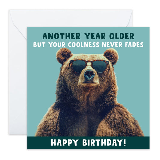 Birthday Greeting Card - 'COOL BEAR' - Perfect for Celebrating with a Fun and Trendy Vibe - Ideal for Him Brother Friends Family, or Anyone Who Loves Adorable Bears - Comes With Stickers By Central 23