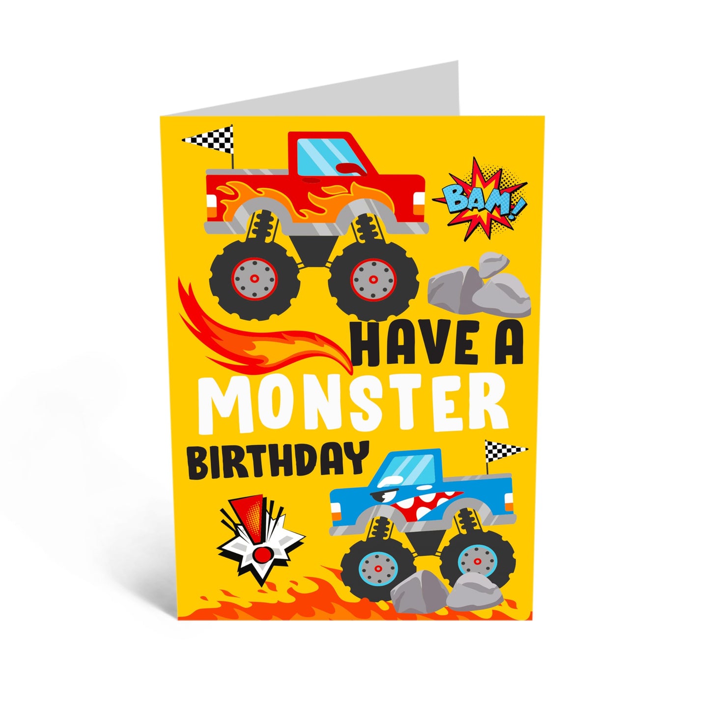 Birthday Greeting Card - 'HAVE A MONSTER BIRTHDAY' - Perfect for Adding a Roaring Good Time to Any Birthday - Ideal for Kids, Boys, Girls, and Monster Enthusiasts - Comes with Stickers By Central 23