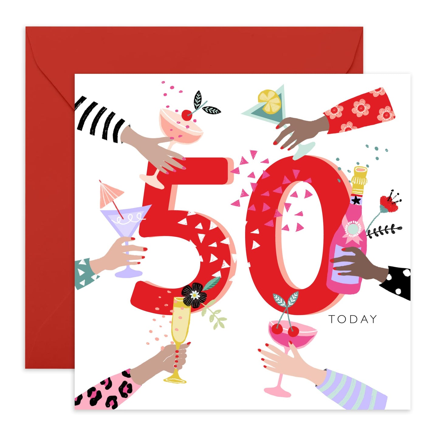 50th Birthday Card For Mummy - 50th Drinks - Mum Birthday Card - Wife - Happy Fiftieth Birthday Greeting Card Female Friend - From Son Daughter - Comes With Fun Stickers By Central 23