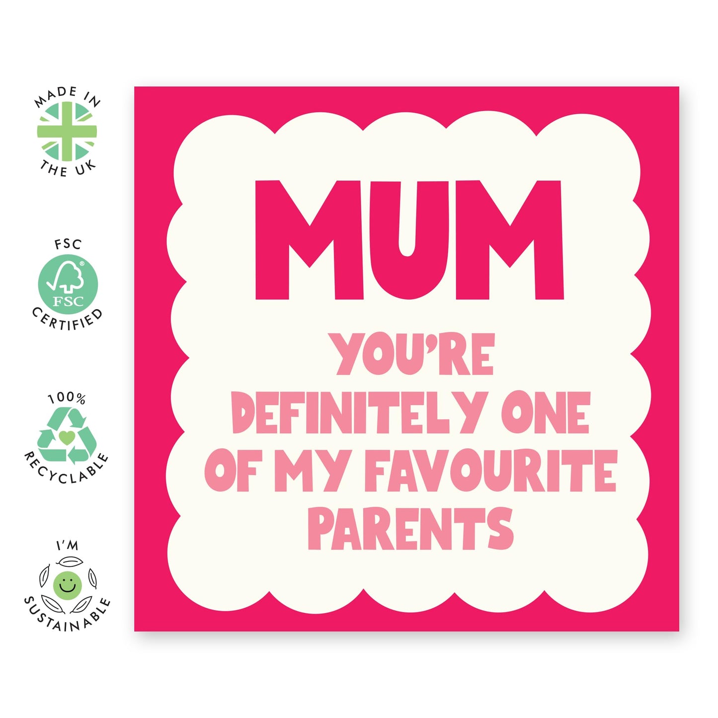Mum Birthday Card From Daughter - Mum Defo One One My Favourite Parents - Mothers Day Card From Daughter Son - Funny Gifts For Women Mummy Nan - Comes With Fun Stickers By Central 23