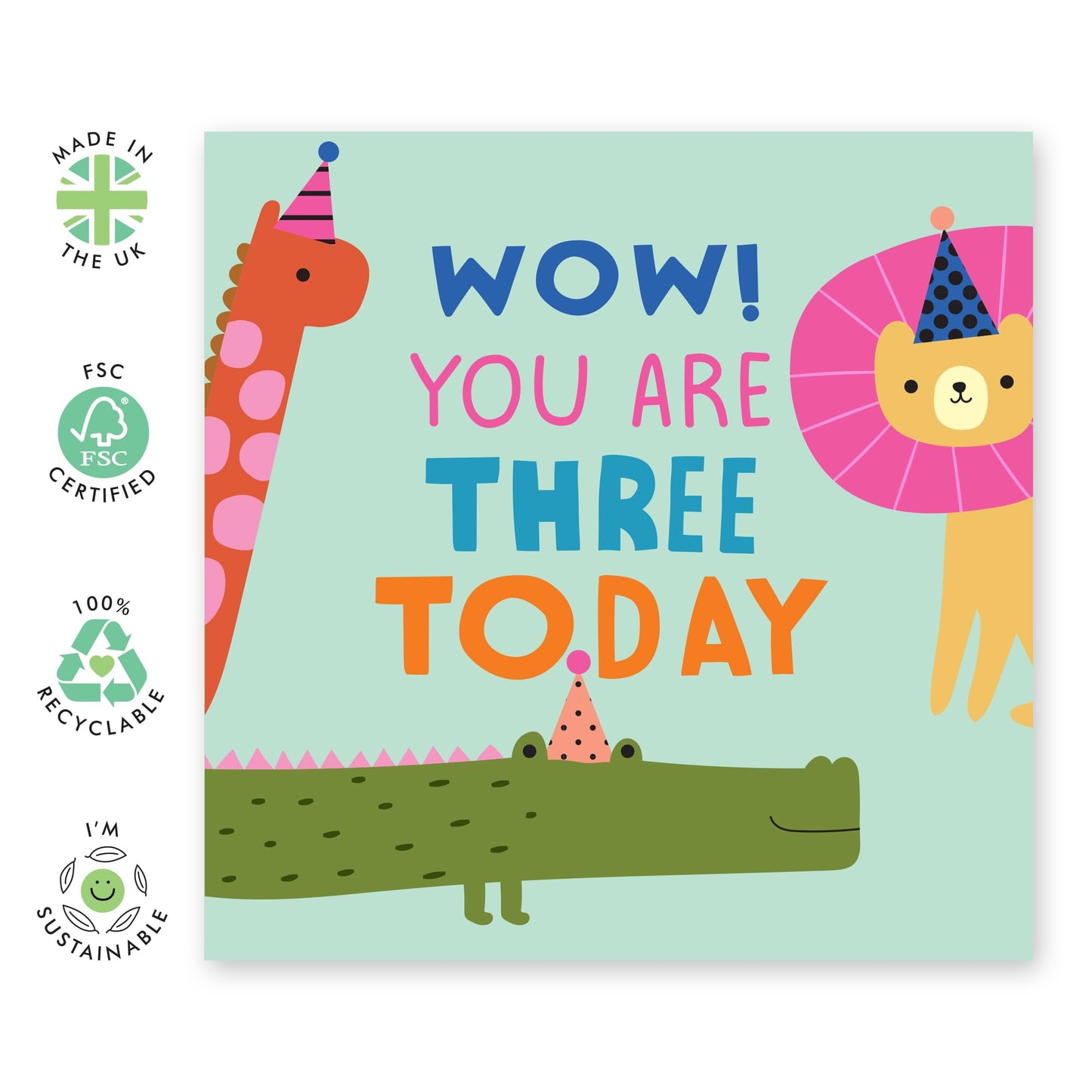 Third Birthday Card For Kids - Childrens Jungle Age 3 - Birthday Card Toddler - Boys Girls Birthday Cards 3rd Bday - Gifts For Him Son Daughter Nephew Grandson - Comes With Stickers By Central 23