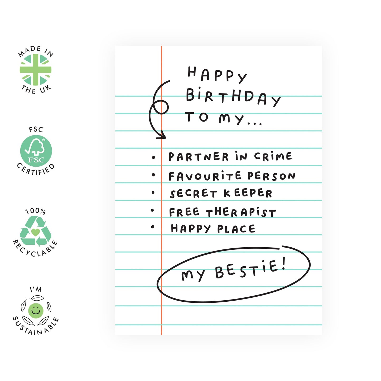 Best Friend Birthday Card For Women - Happy-birthday-bestie - Heartfelt Greeting Cards For Friends Bestie Bff - Gifts For Her Female Girlfriends - Comes With Stickers By Central 23