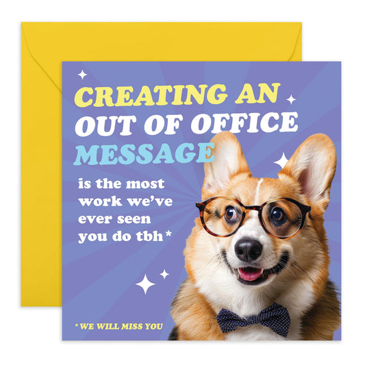 Fun Leaving Card - 'Creating Out of Office Message' - Saying Goodbye to Colleagues, Workmates, Officemates & Buddies - Goodluck and See you around - Comes with Fun Stickers