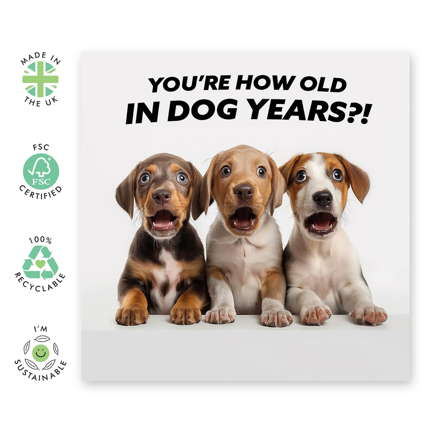 Funny Birthday Card About Age - 'How Old In Dog Years' - Gifts for Men, Women, Him, Her, Friends, Colleagues - Shocking - Comes with Fun Stickers