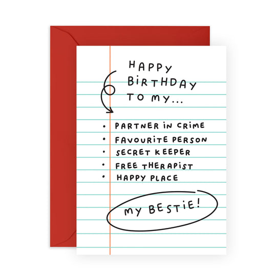 Best Friend Birthday Card For Women - Happy-birthday-bestie - Heartfelt Greeting Cards For Friends Bestie Bff - Gifts For Her Female Girlfriends - Comes With Stickers By Central 23