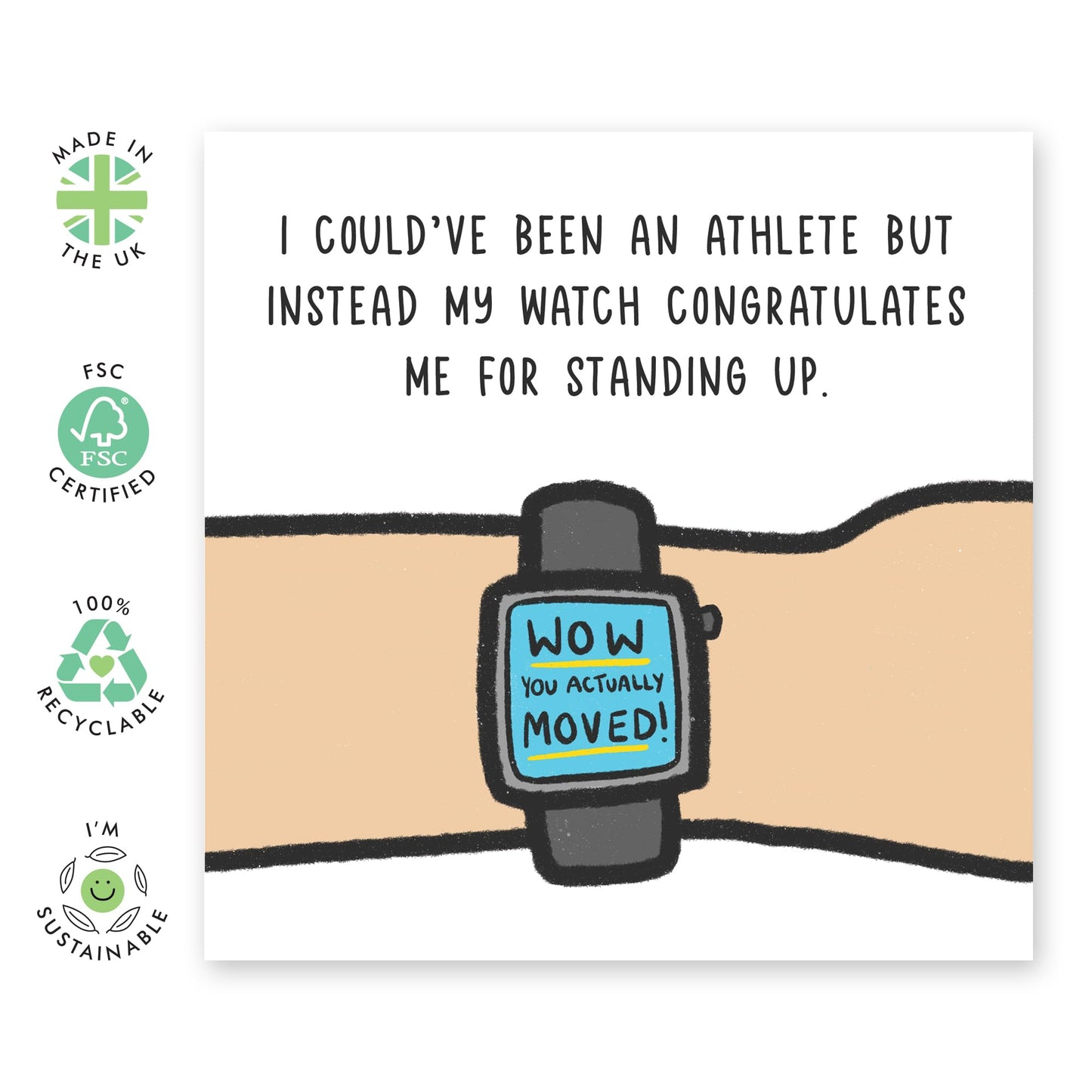 Hilarious Birthday Card Joke - 'Congratualtions For Standing Up' -Gifts for Friends, Bruv, Mates, Colleagues, Co-workers, Him, Her, Husband, Wife, Partner - Smart Watch - Comes with Fun Stickers