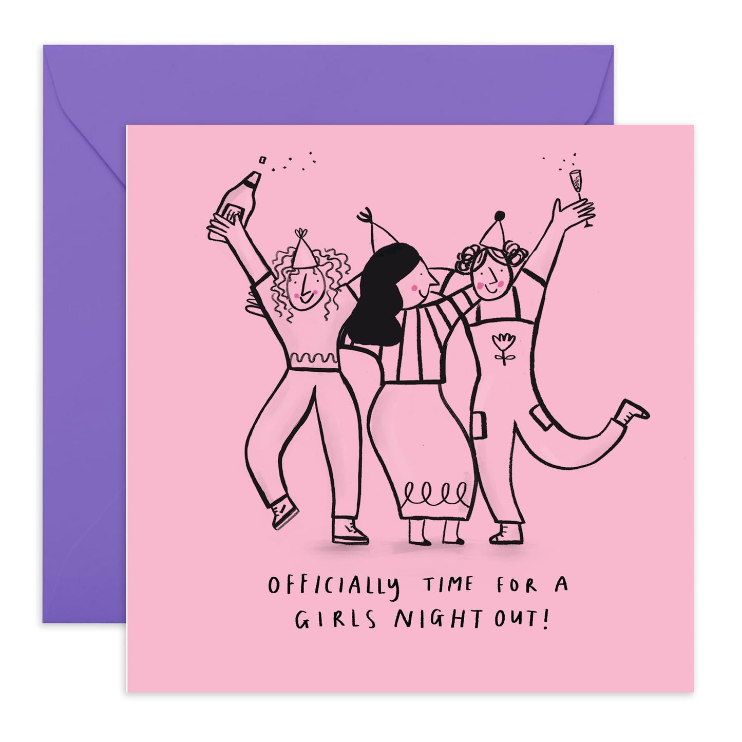 Greeting Card - 'GIRLS NIGHT OUT' - Perfect for Celebrating with a Fun, Girls' Night out- Ideal for a Touch of Excitement and Joy to Any Occasion or Get-Together - Comes With Stickers By Central 23