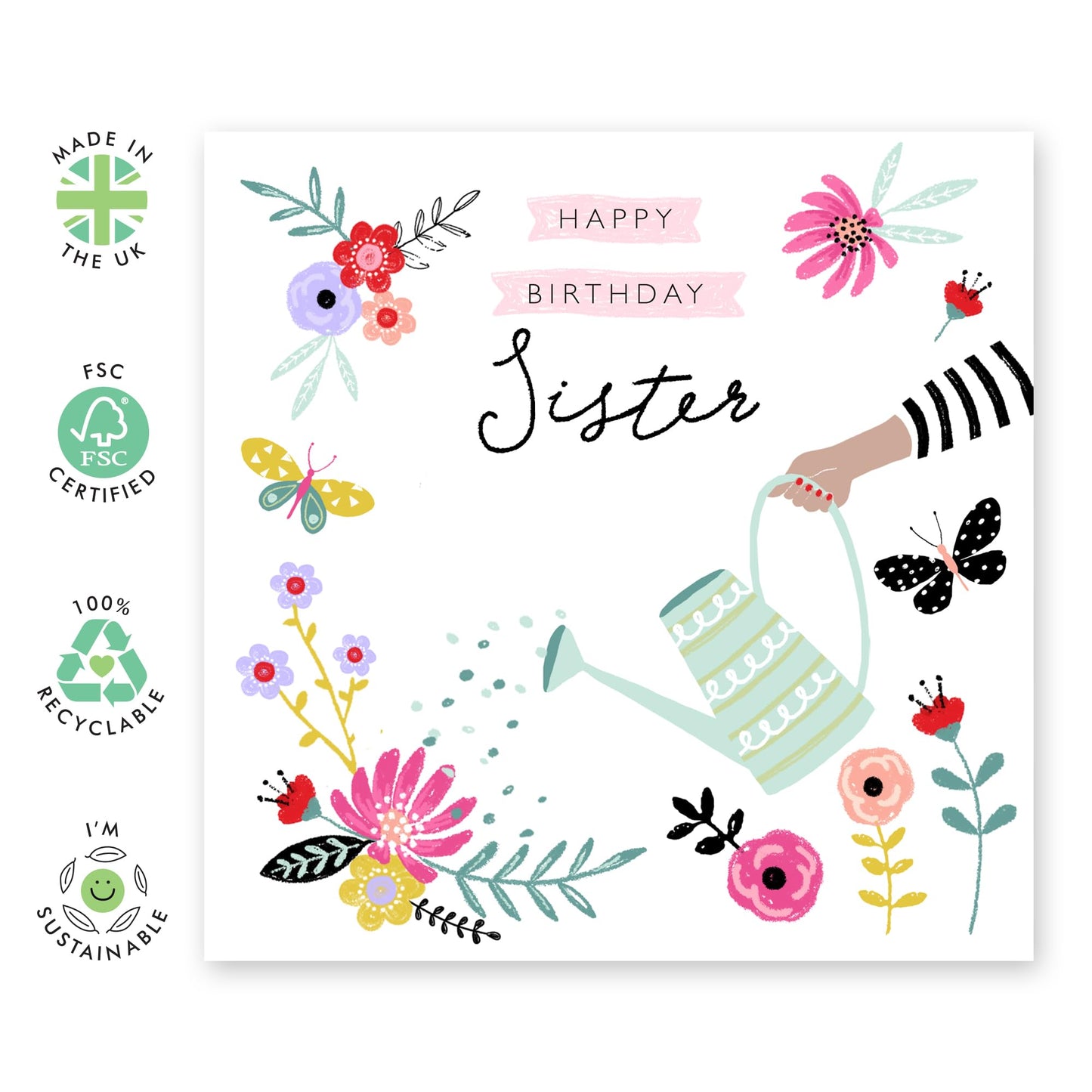 Happy Birthday Sister Card For Women - Celebration Greeting Cards And Envelopes - Elegant Gifts For Her - Pretty Floral Cards For Female Sibling - Comes With Fun Stickers By Central 23
