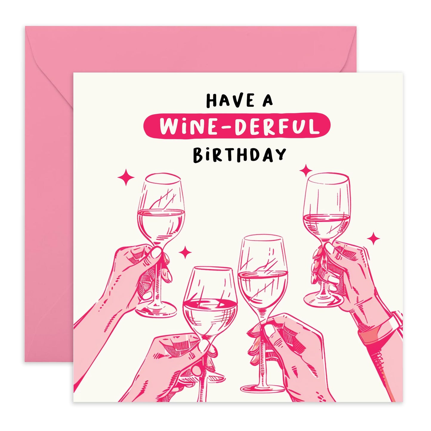 Birthday Card - 'WINE-DERFUL BIRTHDAY' - Perfect for Celebrating Wine Lovers on Their Special Day - Ideal for Friends, Family, or Anyone Who Enjoys a Toast to Life - Comes With Stickers By Central 23