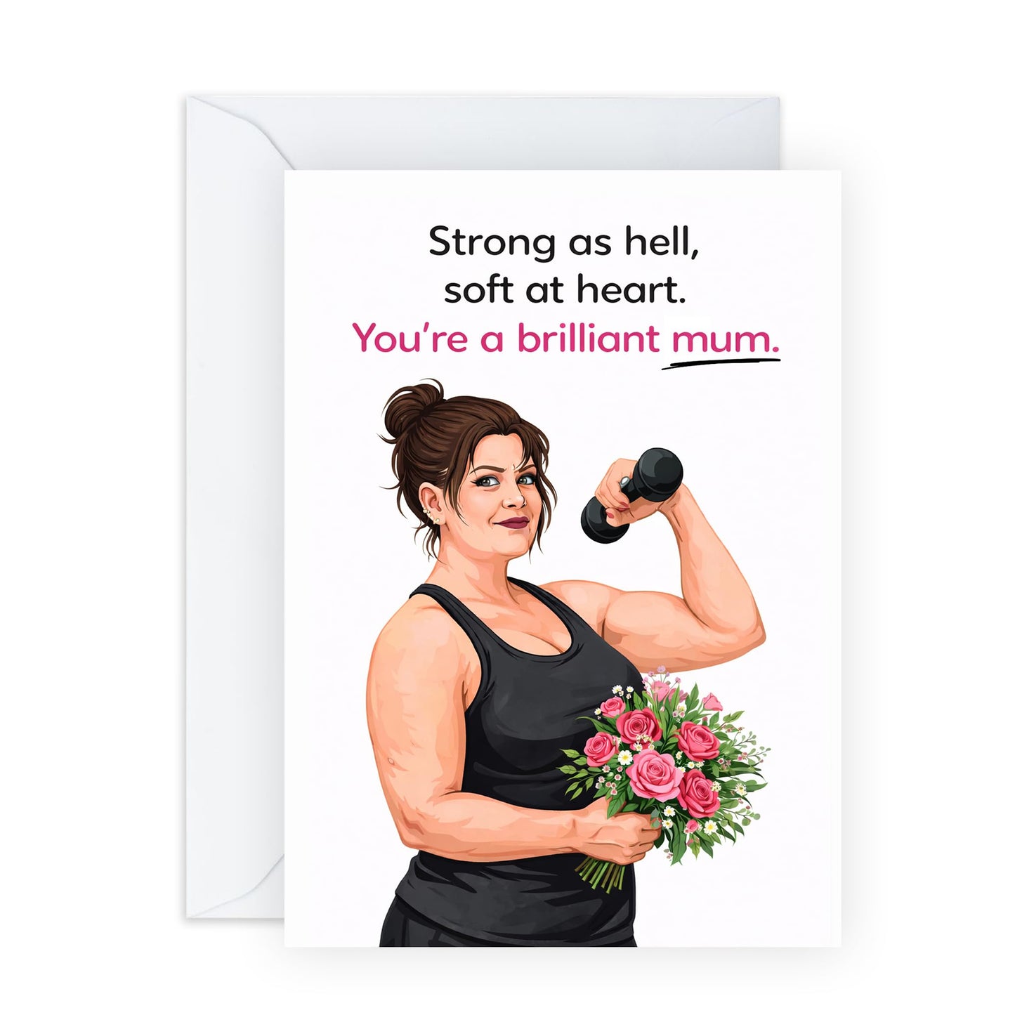 Appreciaition Mother's Day Card – Strong and Soft Mum – Thank You Greeting for Mam Mummy Mama Wife Aunt Sister Her Women From Daughter Son Kids Husband Partner - Motherhood -Comes with Stickers