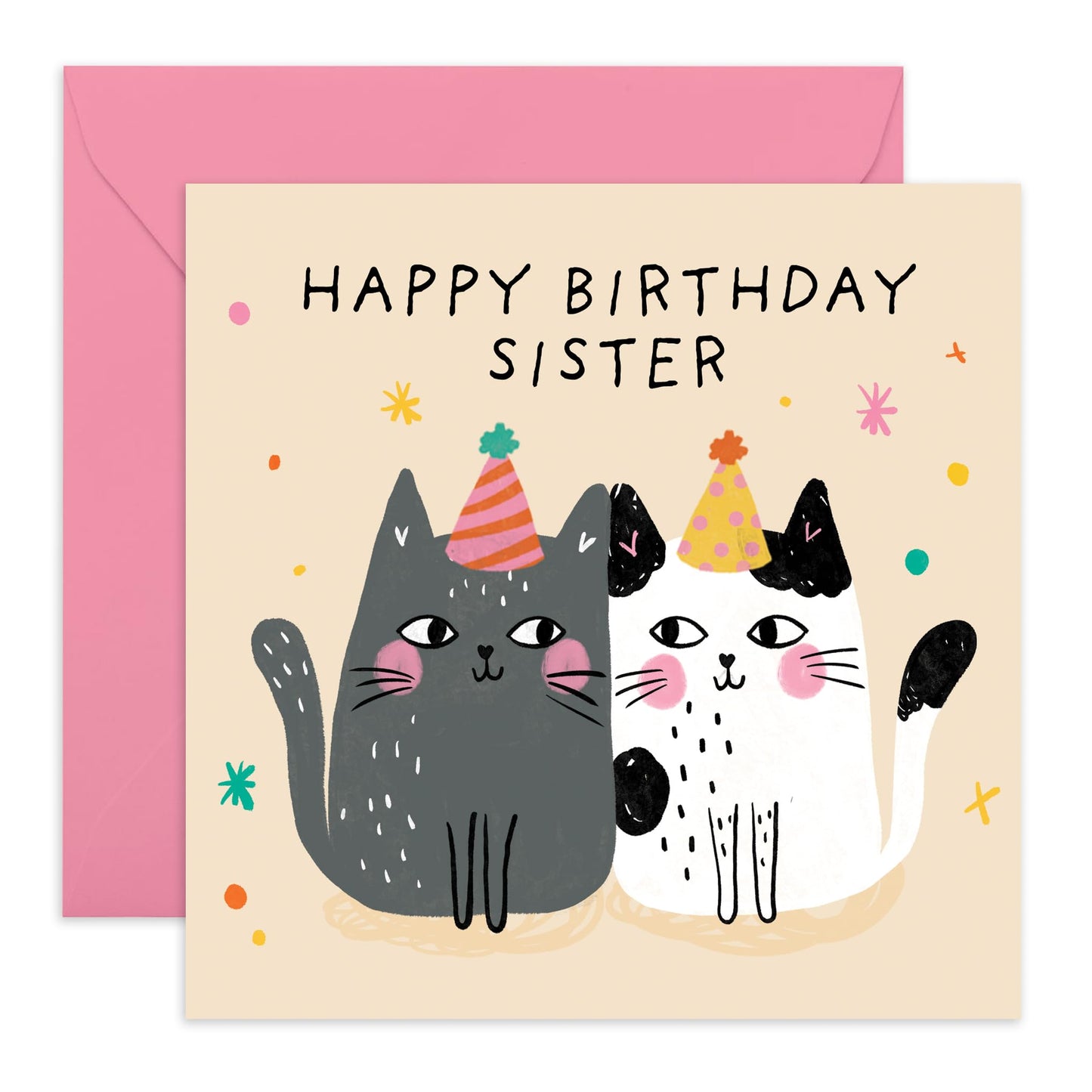 Central 23 Heartfelt Greeting Card - 'HAPPY BIRTHDAY SISTER' - For Your Amazing Sister - Funny Gift for Birthdays - Celebrate Her Special Day with a Warm and Loving Message - Comes with Stickers