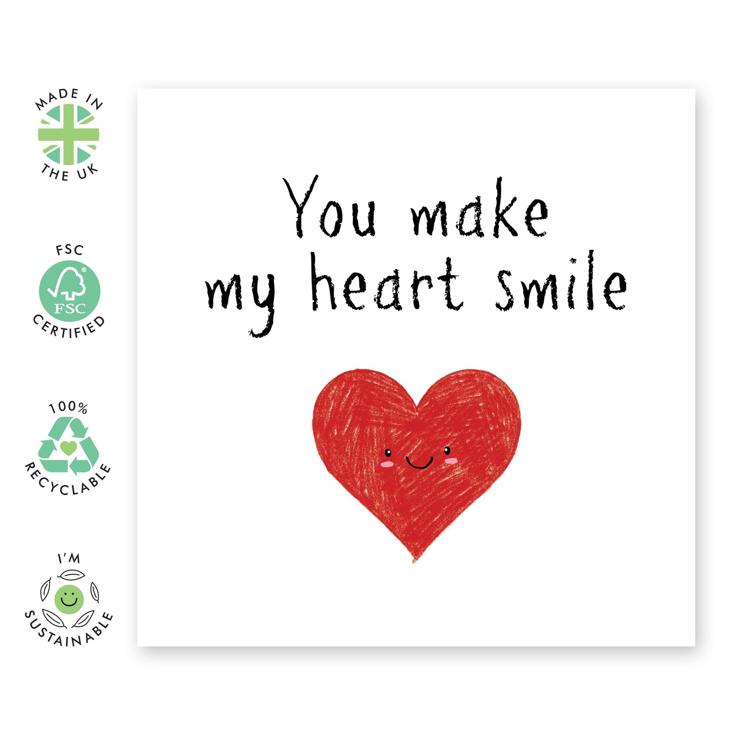 Greeting Card - 'MAKE MY HEART SMILE' - Perfect for Celebrating Love with a Heartfelt Touch - Ideal for Adding a Sweet and Uplifting Message to Any Special Occasion - Comes With Stickers By Central 23