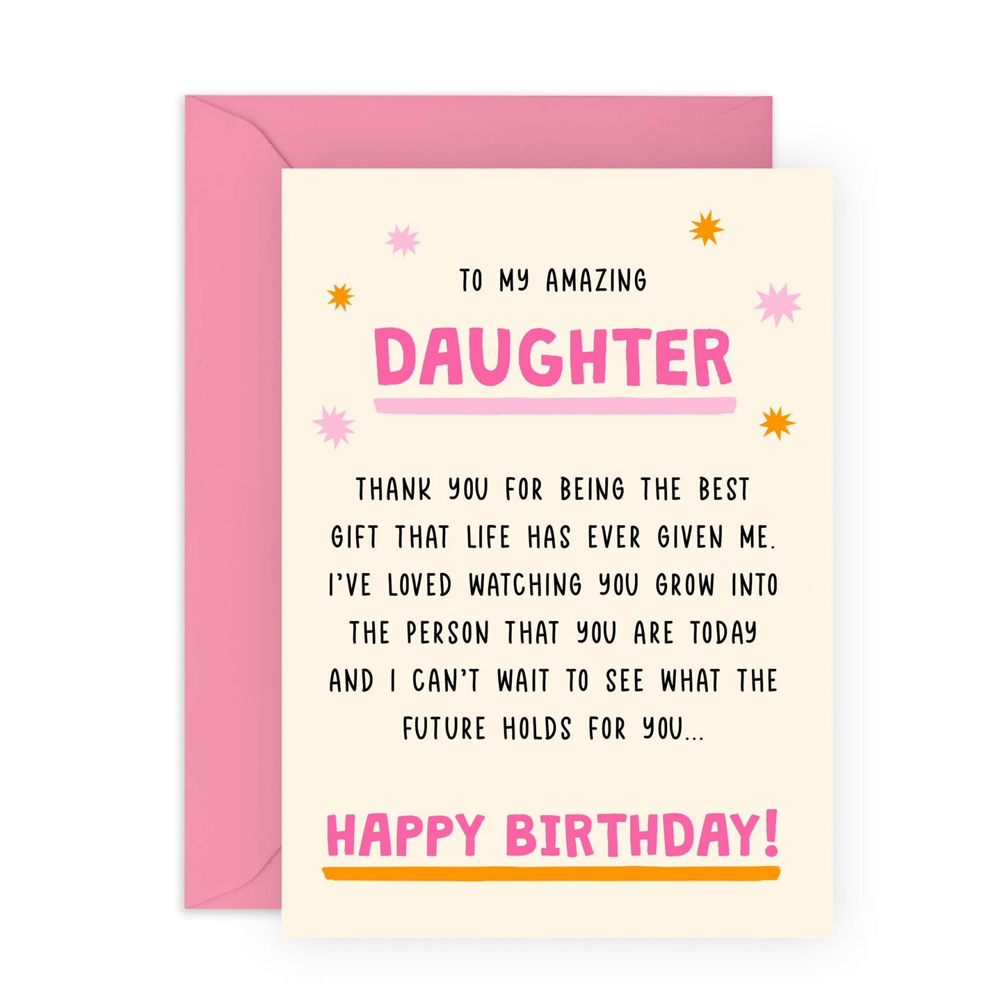 Birthday Card for Amazing Daughter - Heartfelt and Loving Message - Happy Birthday Card for Her, Woman, Ladies, Girls from Mum and Dad - Comes with Fun Stickers