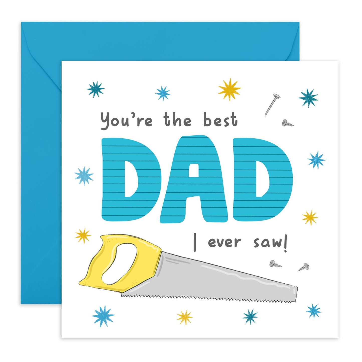 Greeting Card - 'BEST DAD I SAW' - Ideal for Showing Love for Dad Daddy Father Who Means the Most - Perfect for Celebrating Your Dads Special Day or Just Because- Comes With Stickers By Central 23