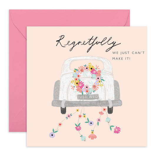 Declined Wedding Invitations Response - Regretfully Just Can't Make It - Wedding Regret Card - Rsvp Reply Card From Entourage - Wedding Invitations Groom Bride - Comes With Fun Stickers By Central 23