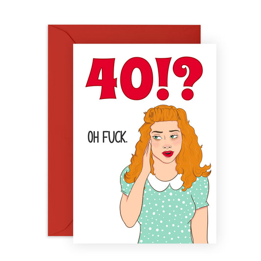 40th Birthday Cards For Women - 40 Oh F*ck Lady - Funny Retro Greeting Cards For Her Fortieth - Milestone Age Cards For Forty Year Old - Gifts For Sister Friends - Comes With Stickers By Central 23