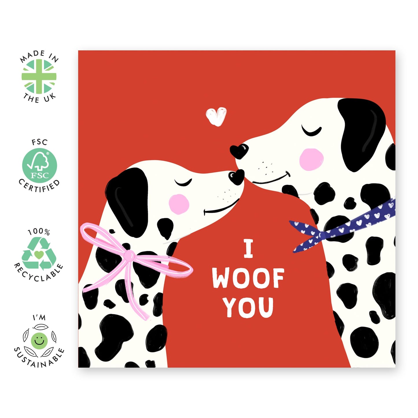 Lovely Dog Couple Love Card - I Woof You - Cute Valentine’s, Anniversary Greeting for Dog Lovers, Him, Her, Fur Dad and Mum, Wife, Husband, Girlfriend, Boyfriend, Pet Owners - Comes with Stickers