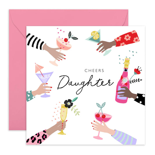 Birthday Card For Daughter - Cheers Daughter! - Cheer Up Gifts For Women - Greeting Cards Birthday Female - Floral Love Cards For Her - Gifts For Girls - Comes With Stickers By Central 23