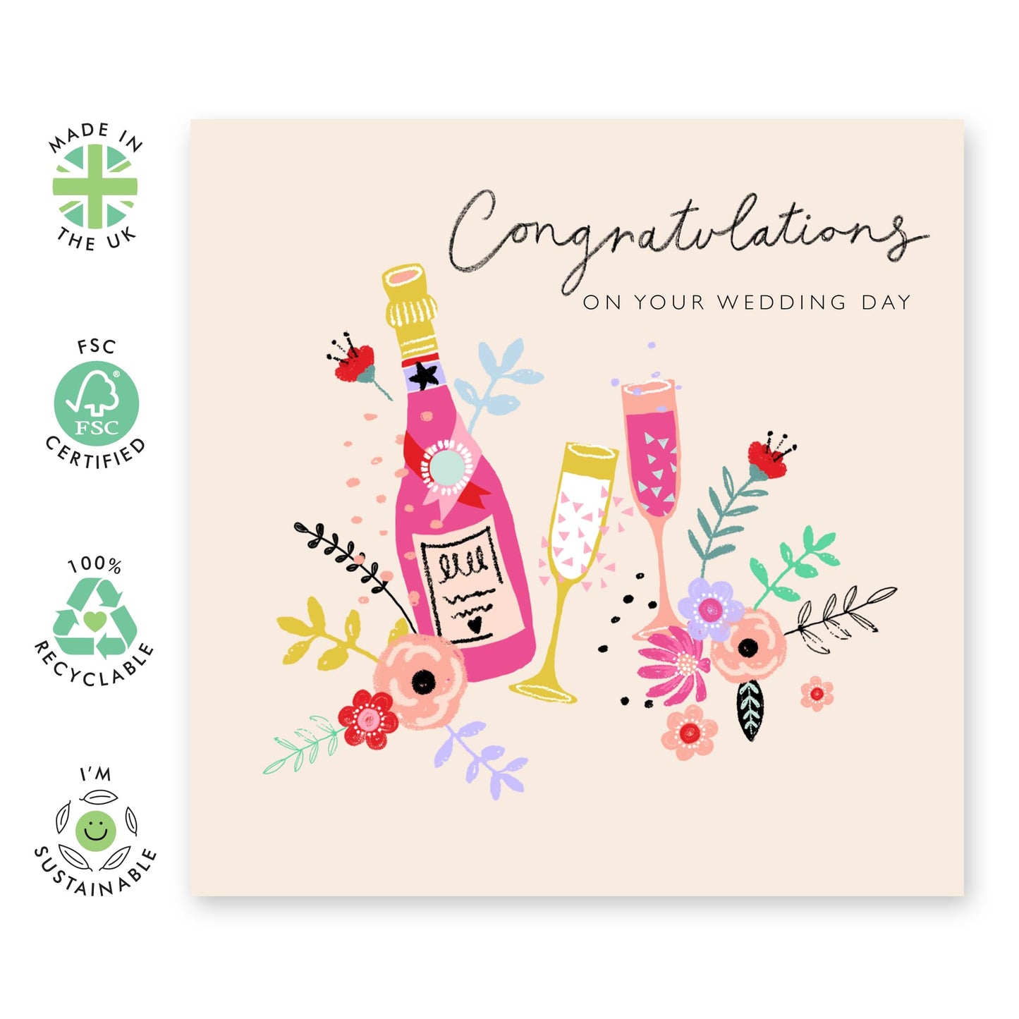 Wedding Cards For Bride And Groom - Congratulations On Your Wedding Drinks - Congratulations Card Men Women Son Daughter - Best Wishes Gift For Him Her - Comes With Stickers By Central 23