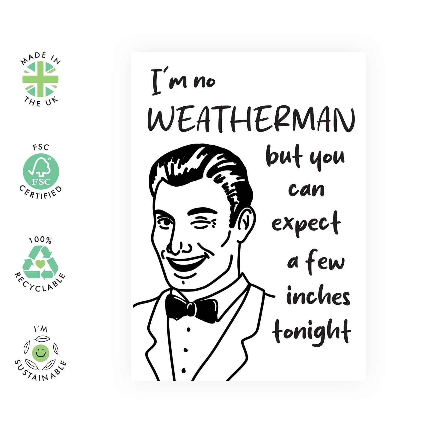 Naughty Anniversary Card For Wife - I'm No Weatherman - Funny Birthday Cards For Women - Girlfriend Birthday Cards - Valentines Day Cards For Partner Couples Her - Comes With Stickers - By Central 23