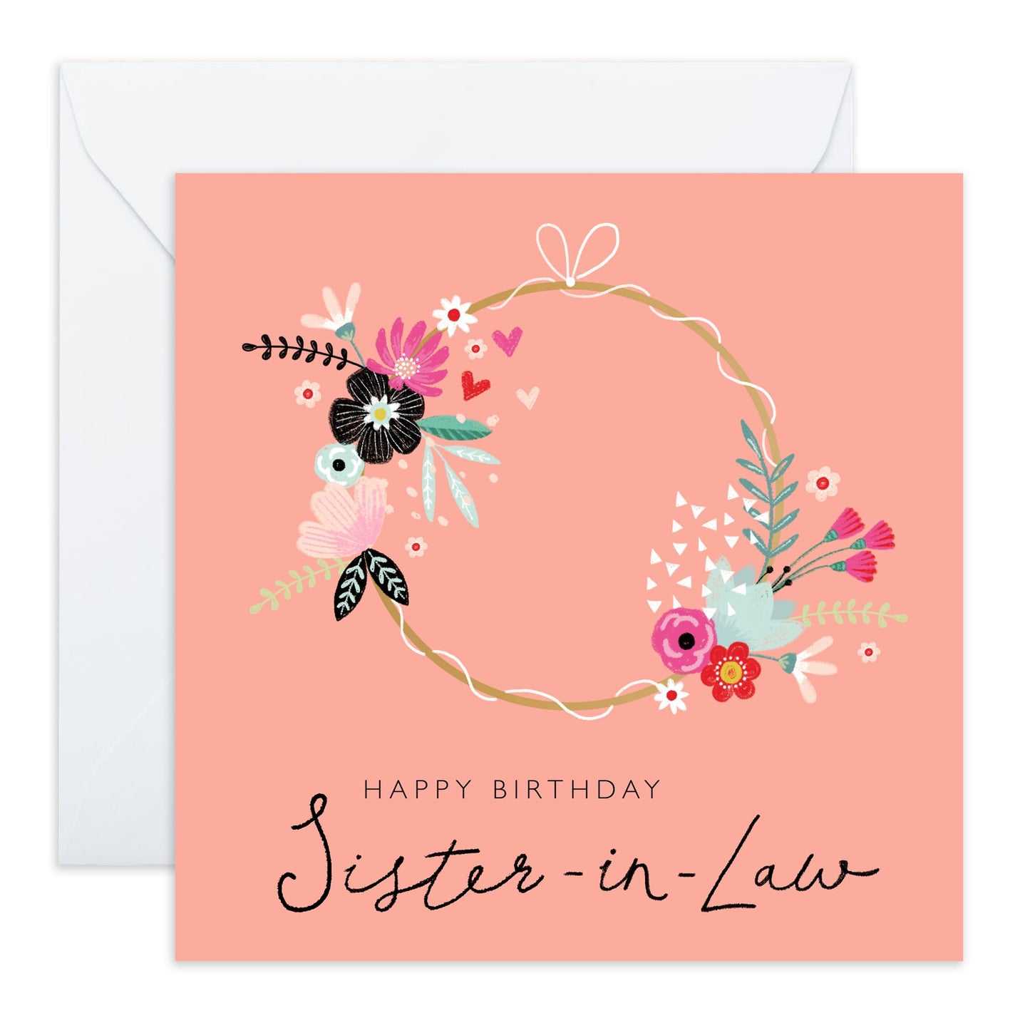 Sister In Law Birthday Card - Greeting Cards Birthday Female Sister Women - Gifts For Her - Sweet Flower Card And Envelopes - Pretty Floral Cards - Comes With Fun Stickers By Central 23