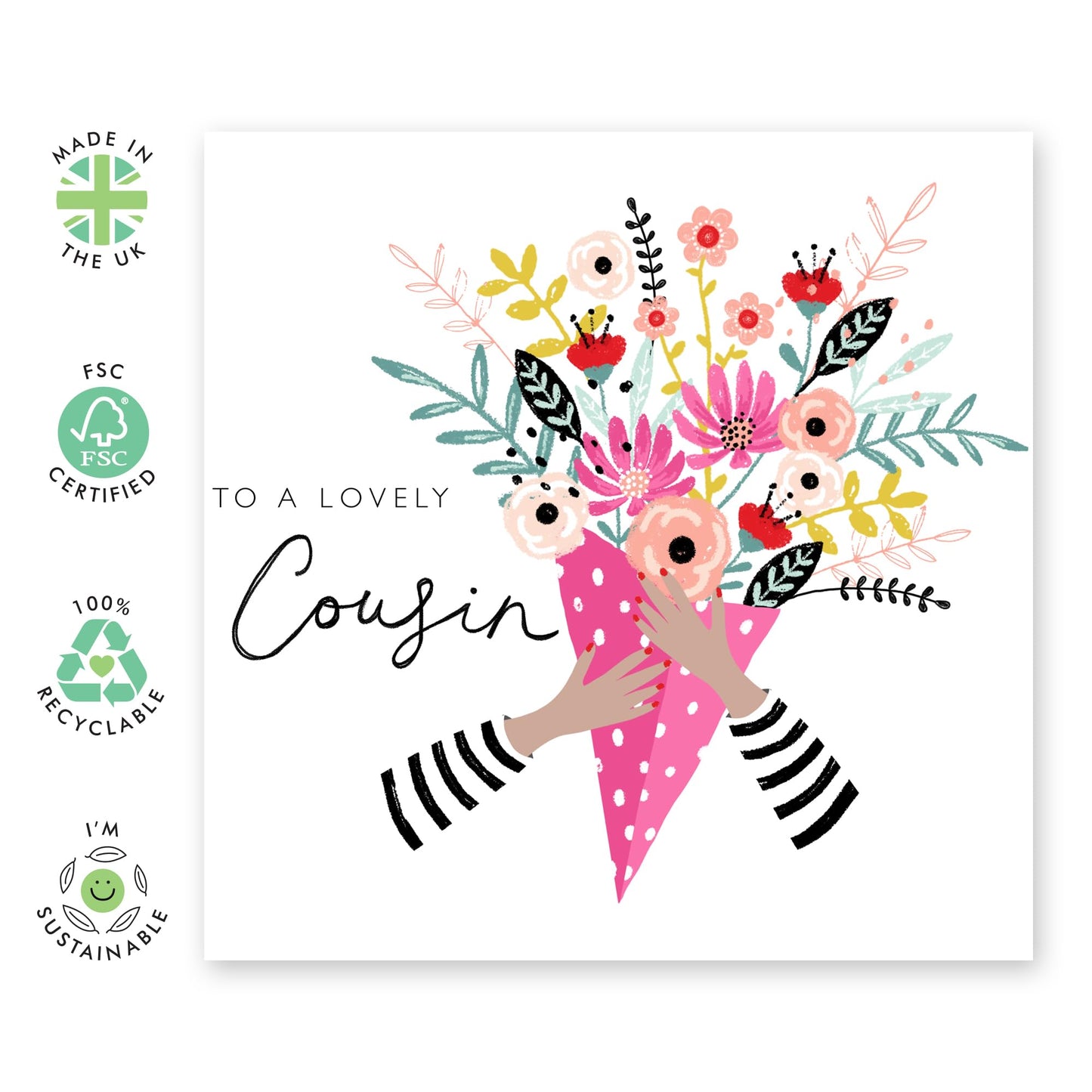 Cousin Birthday Card - Happy Birthday Card For Women - Floral Gifts For Her - Birthday Greeting Cards For Cousin - Comes With Fun Stickers - By Central 23