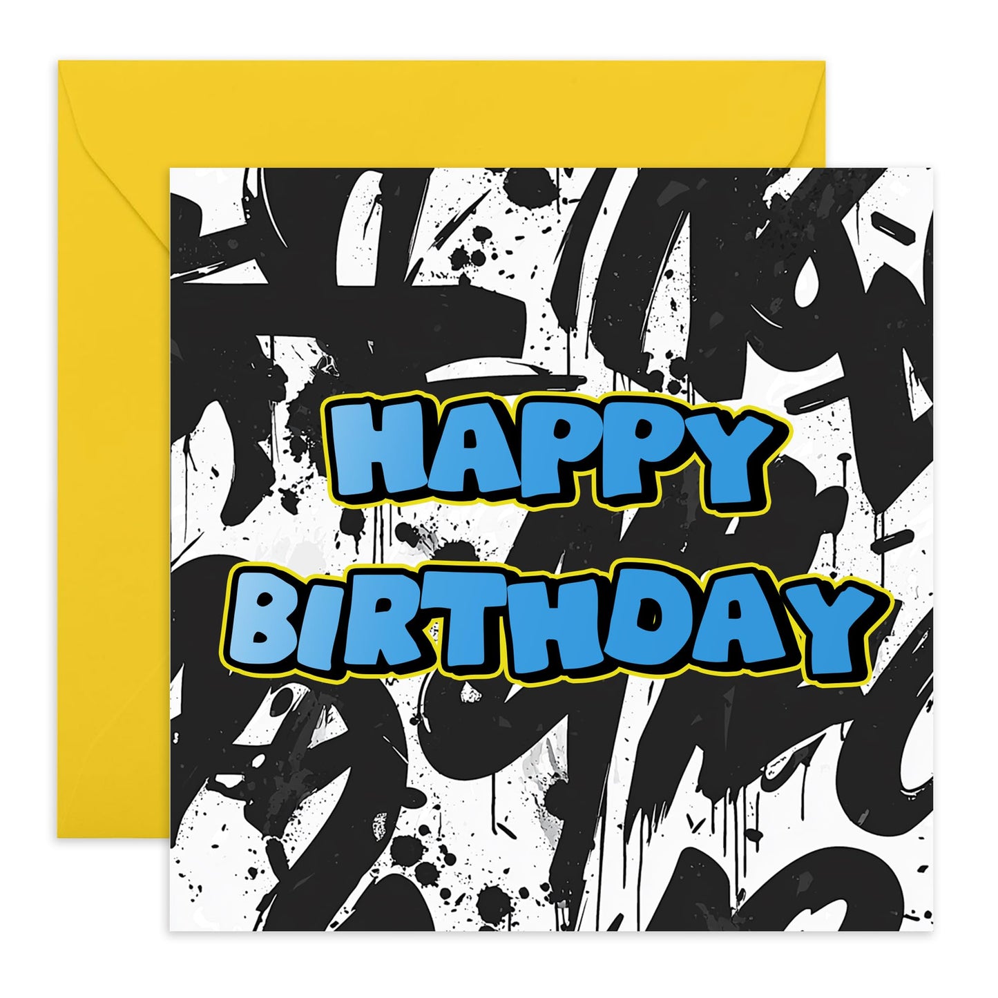 Grafitti Birthday Card - 'Birthday Grafitti' - Gifts for Best Friends, Bruv, Mate, Lads, Besties, BFF, Co-workers, Colleagues, Family, Boys - Spray Painted- Comes with Fun Stickers