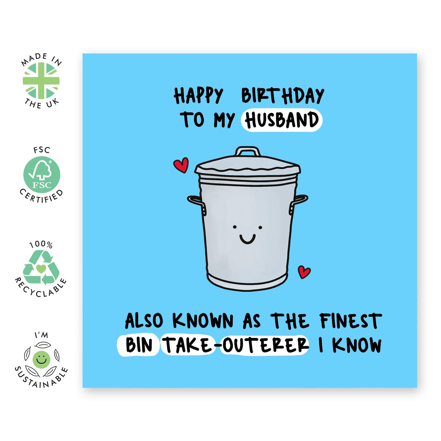 Birthday Card - 'HUSBAND BIN BIRTHDAY' - Perfect for Celebrating Your Wonderful Husband on His Special Day - Ideal for Couples Looking to Show Fun and Appreciation - Comes With Stickers By Central 23