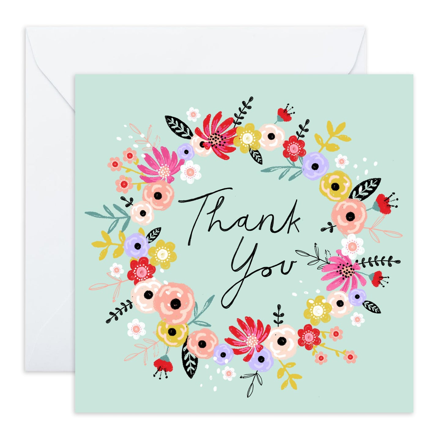 Thank You Cards With Envelope Wedding Baby Shower Christening - Floral Cards For Women Student Teacher Doctor Neighbor - Appreciation Gifts For Employee Coworker - Comes With Stickers By Central 23