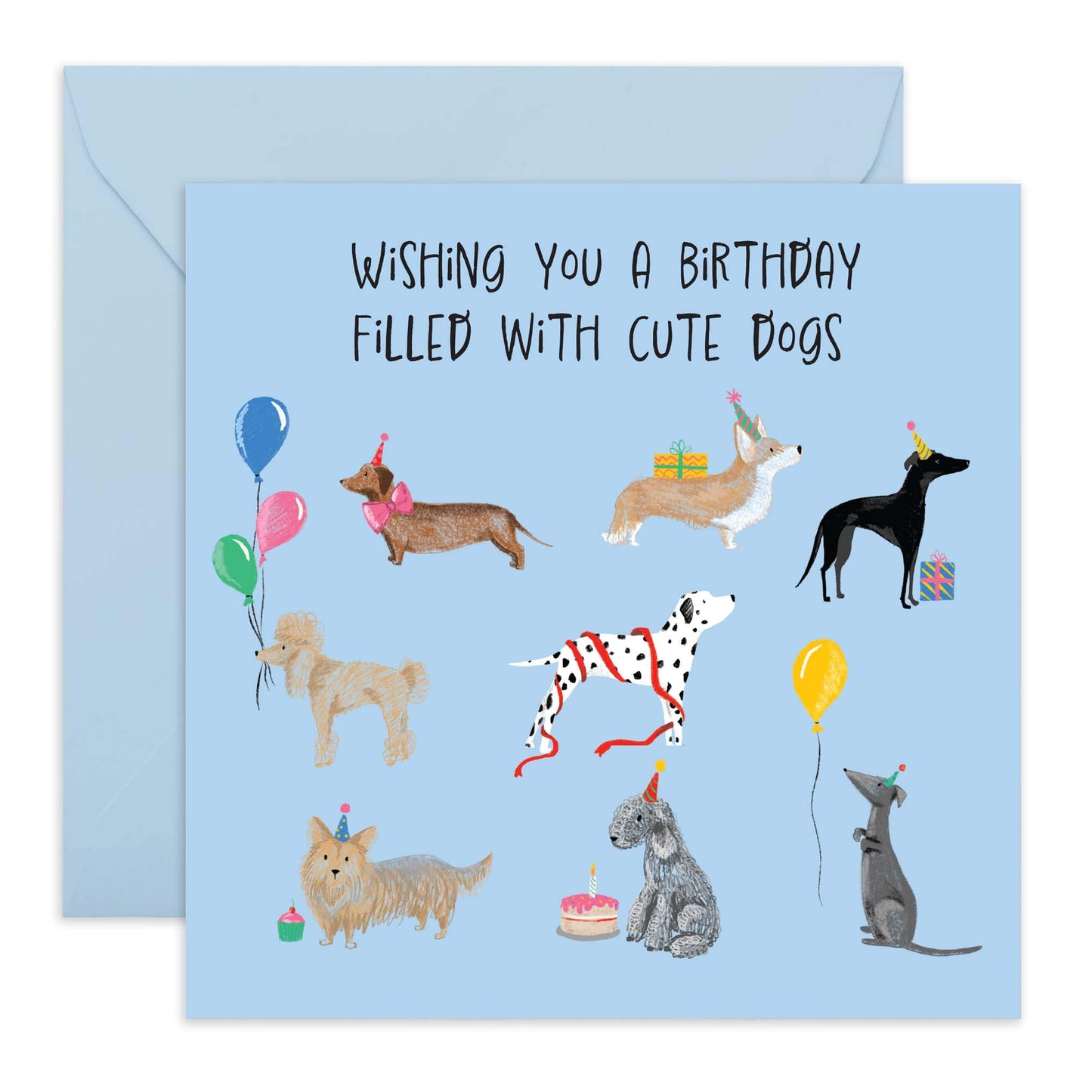 Birthday Card - 'BIRTHDAY FILLED WITH DOGS' - Perfect for Celebrating Dog Lovers on Their Special Day - Ideal for Him Her Boyfriend Girlfriend Friends Bother Sister - Comes With Stickers By Central 23