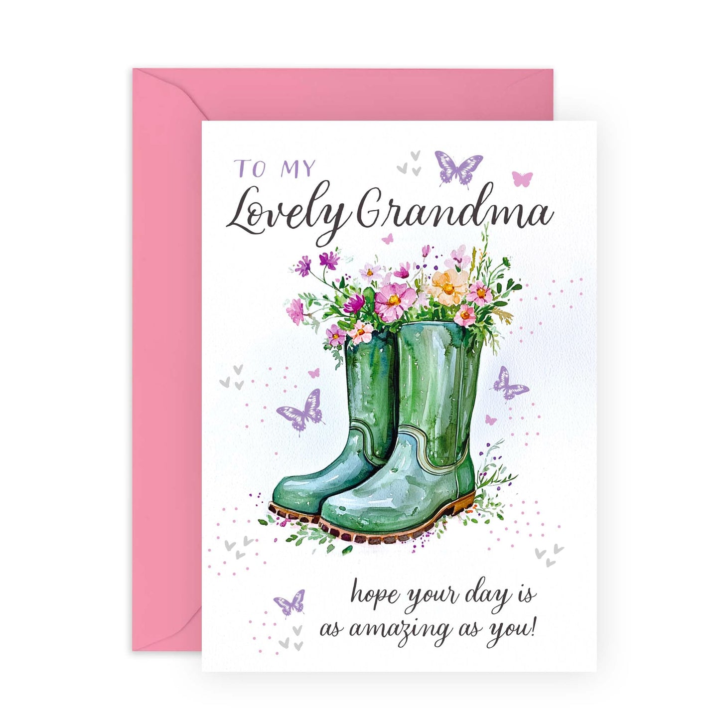 Grandmother Birthday Card For Her - To My Lovely Grandma - Floral Birthday Cards For Women - Mothers Day Card - Greeting Cards For Nan Granny Nana - Comes With Stickers - By Central 23