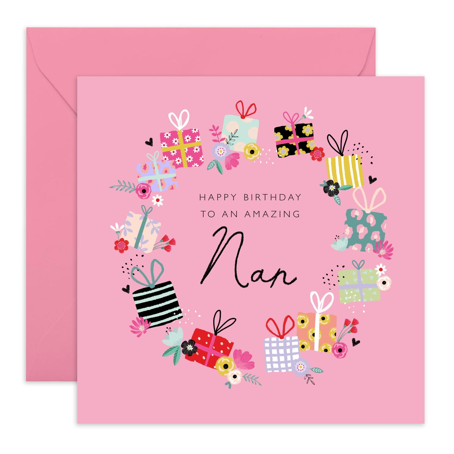 Grandma Birthday Card - Happy Birthday Amazing Nan - Nanny Gifts Presents For Her - Happy Birthday Card For Grandmother - Nan Birthday Card For Women - Flowers - Comes With Stickers By Central 23