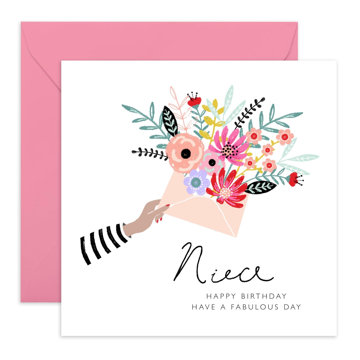 Niece Birthday Card From Aunt - Floral Bouquet Card For Women - Fabulous Greeting Cards - Happy Birthday Card For Girls - Flower Card Gifts For Her - Comes With Stickers By Central 23