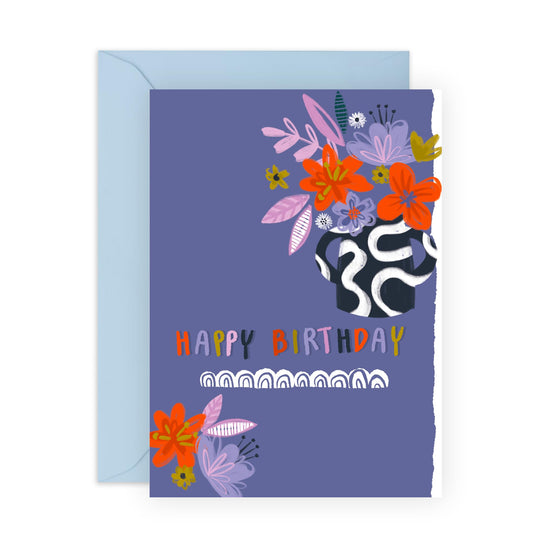 Birthday Card women - Birthday Purple Bouquet - Birthday Card From Men - Pretty Greeting Card For Wife Fiancé - Floral Birthday Card - Gifts For Girlfriend - Comes With Fun Stickers - By Central 23